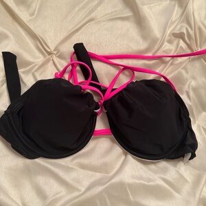 Black and Pink Bikini Top